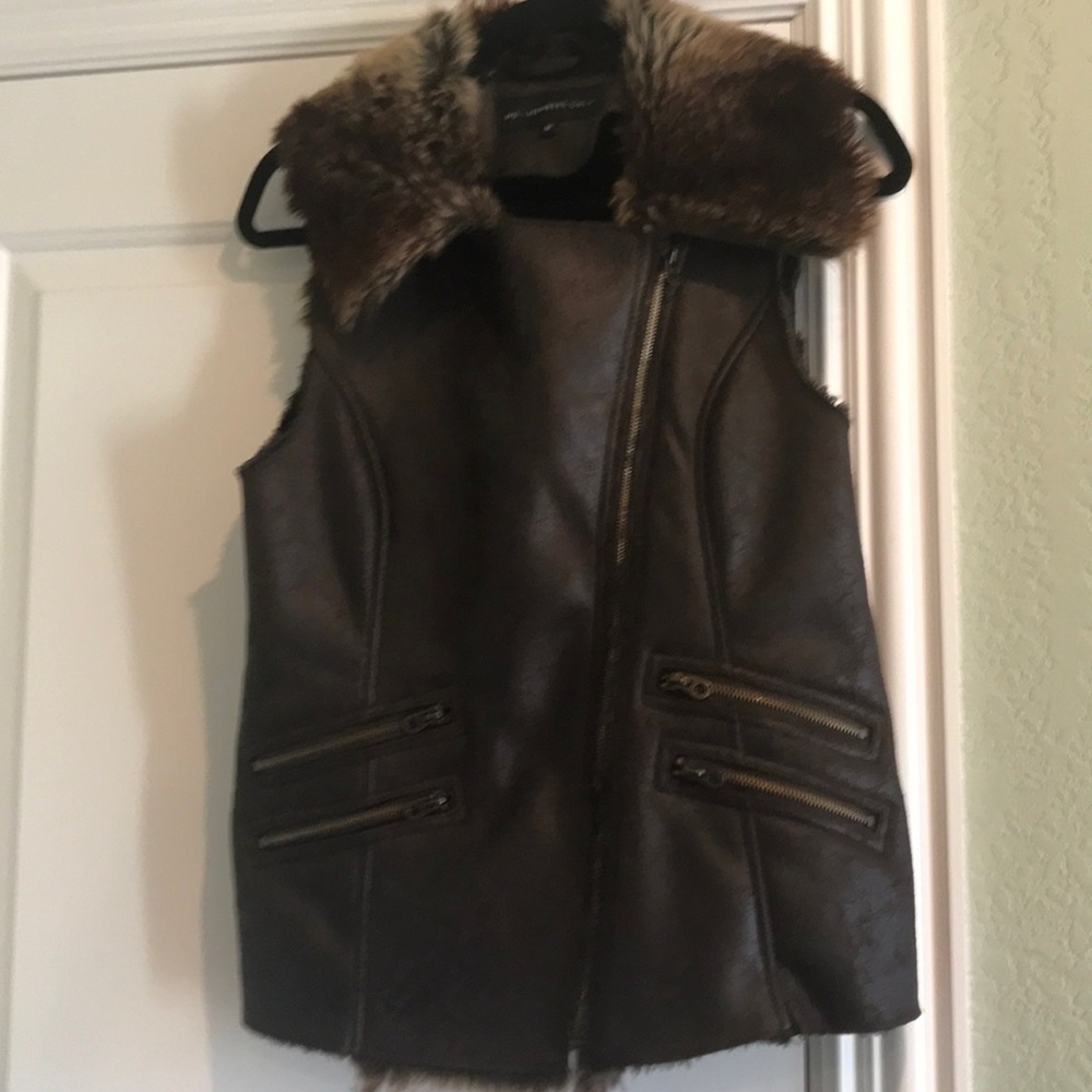 Faux leather brown vest